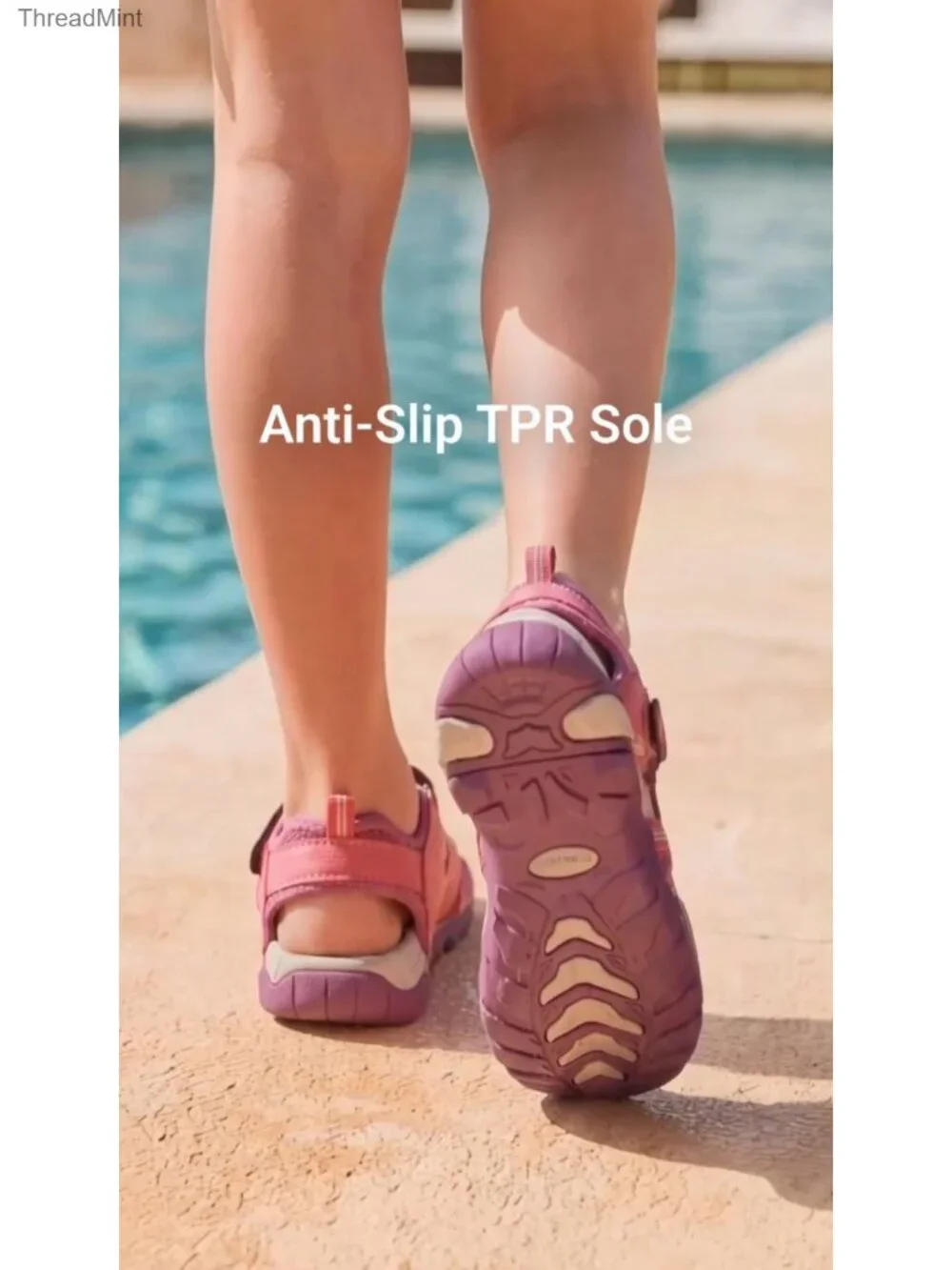 Kids Athletic Water Sandals Closed Toe Hook and Loop Quick-Dry